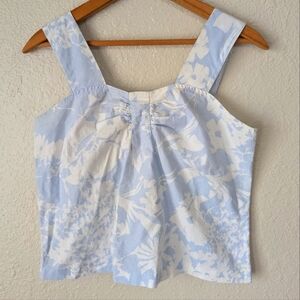 1950/60s Marilyn Monroe style blue floral crop top Carrie J size M